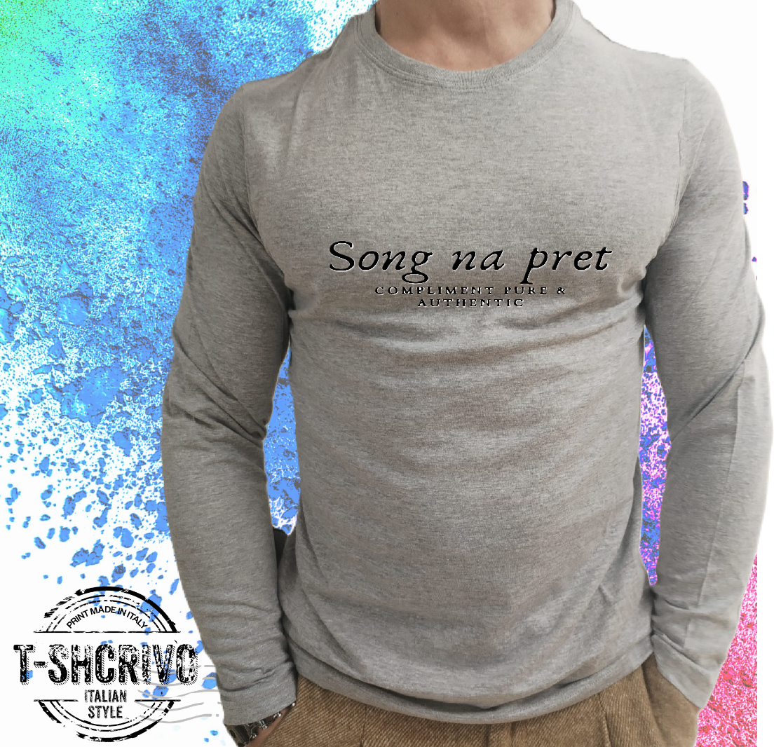 T-shirt Song na pret Manica lunga